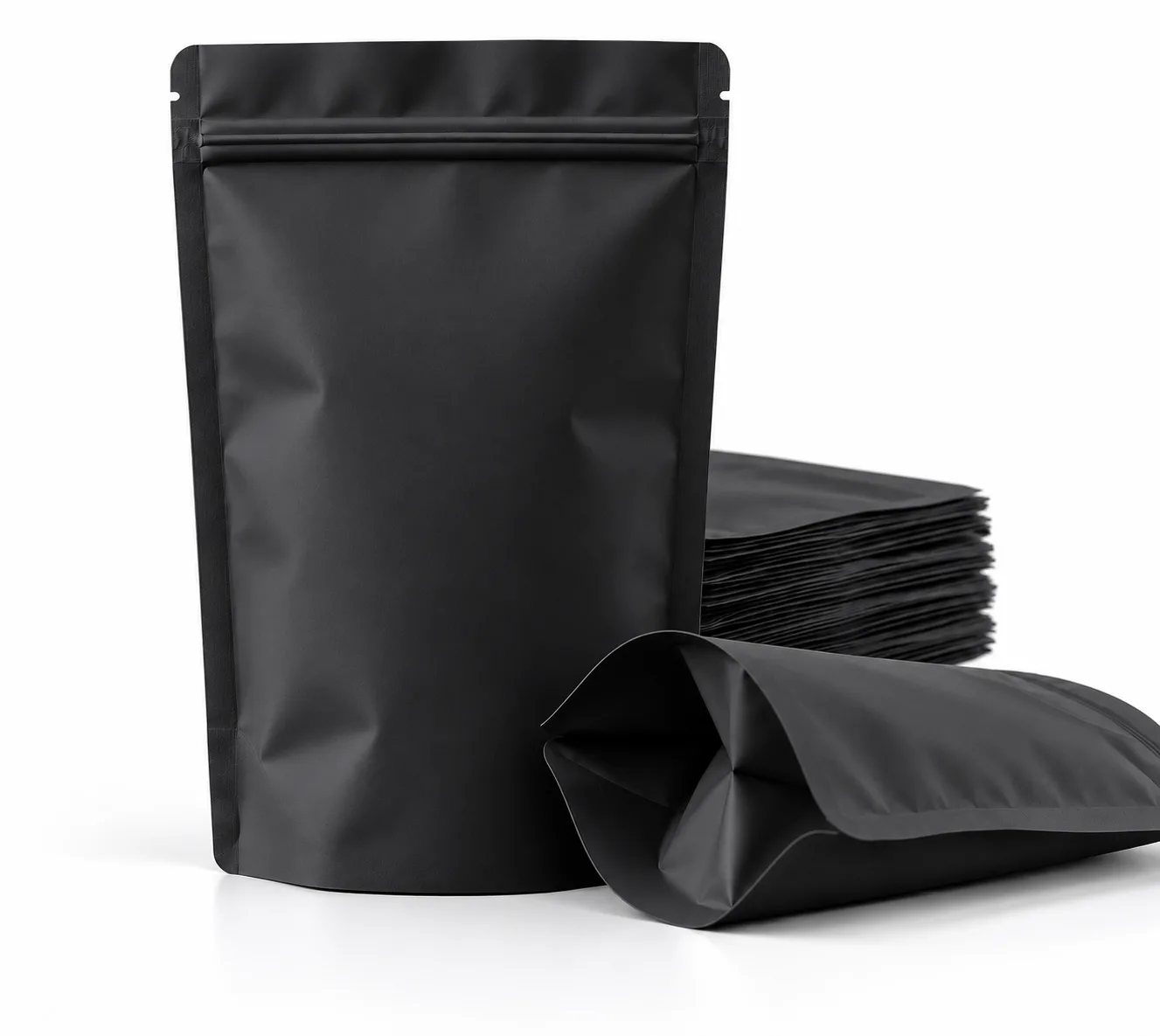 BLACK MATT STAND UP ZIPPER POUCH - 3 LAYER - INCHE METAL - View 2